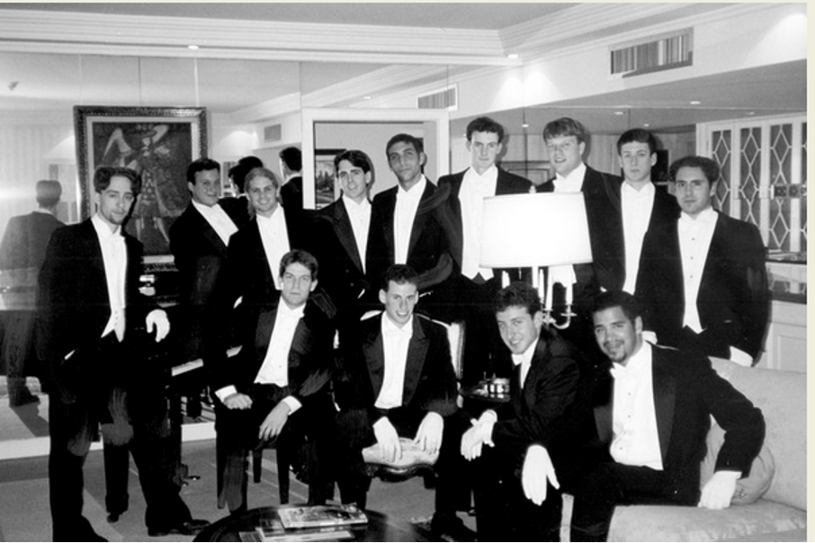 The Yale Whiffenpoofs of 1998: Adam is bottom row, second from left; Mark is bottom row, on the right.